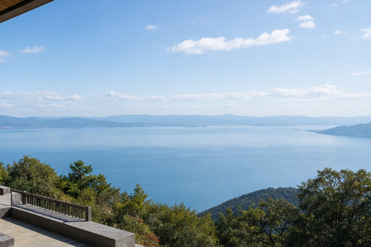 びわ湖テラスの旅程検討を補う生成AIイメージ画像 2。実際の景観・施設外観ではありません。