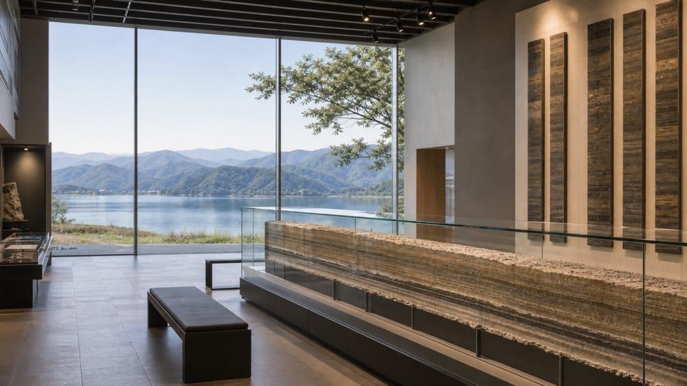 福井県年縞博物館の旅程検討を補う生成AIイメージ画像 1。実際の景観・施設外観を正確に示すものではありません。