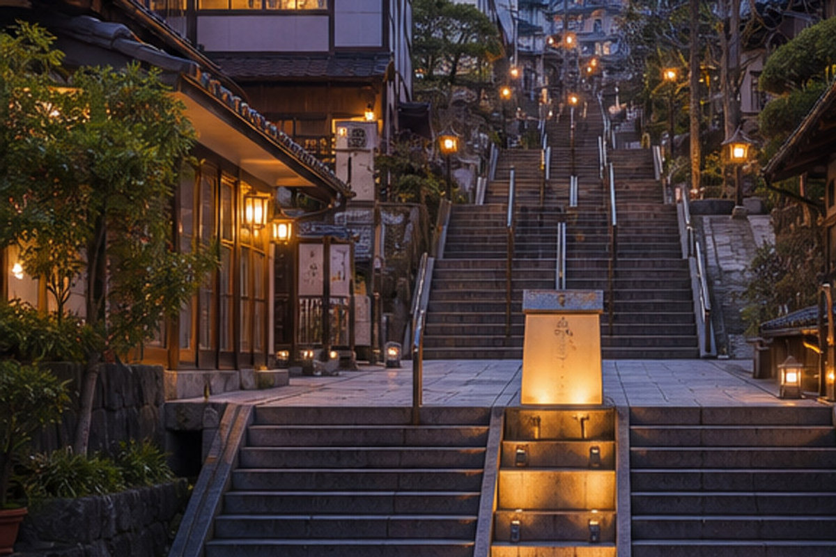 伊香保温泉石段街の旅程検討を補う生成AIイメージ画像 1。実際の景観・施設外観ではありません。