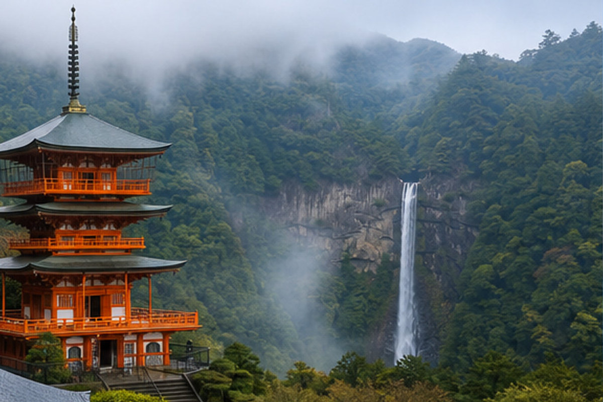 熊野那智大社の旅程検討を補う生成AIイメージ画像 2。実際の景観・施設外観ではありません。