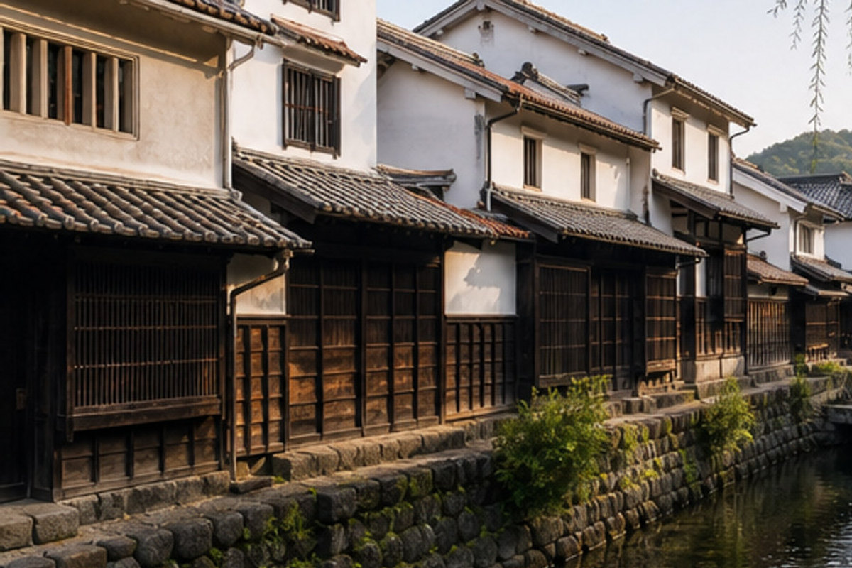 倉吉白壁土蔵群の旅程検討を補う生成AIイメージ画像 1。実際の景観・施設外観ではありません。