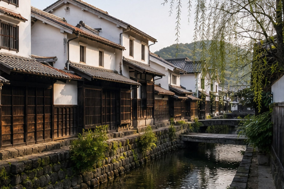 倉吉白壁土蔵群の旅程検討を補う生成AIイメージ画像 2。実際の景観・施設外観ではありません。