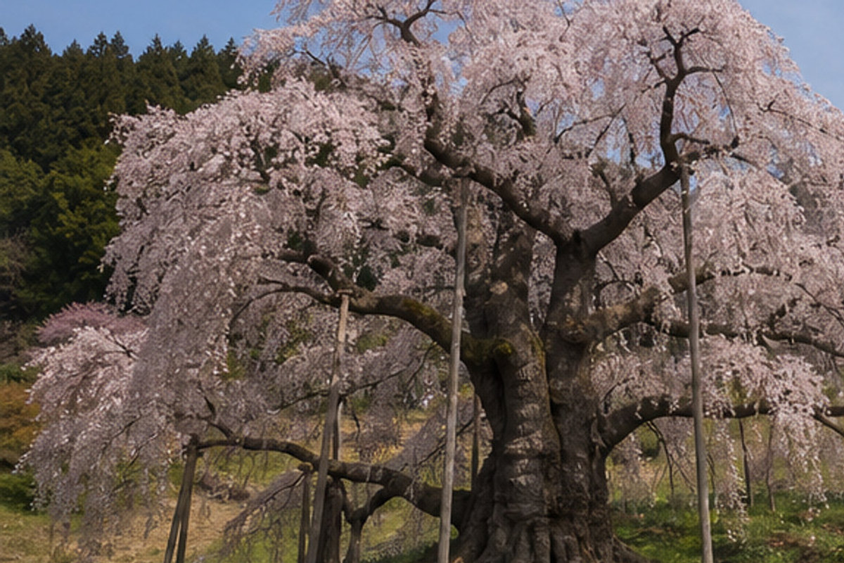 三春滝桜の旅程検討を補う生成AIイメージ画像 1。実際の景観・施設外観ではありません。