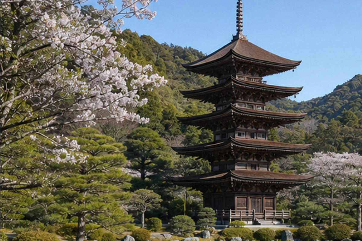 国宝 瑠璃光寺五重塔の旅程検討を補う生成AIイメージ画像 1。実際の景観・施設外観ではありません。