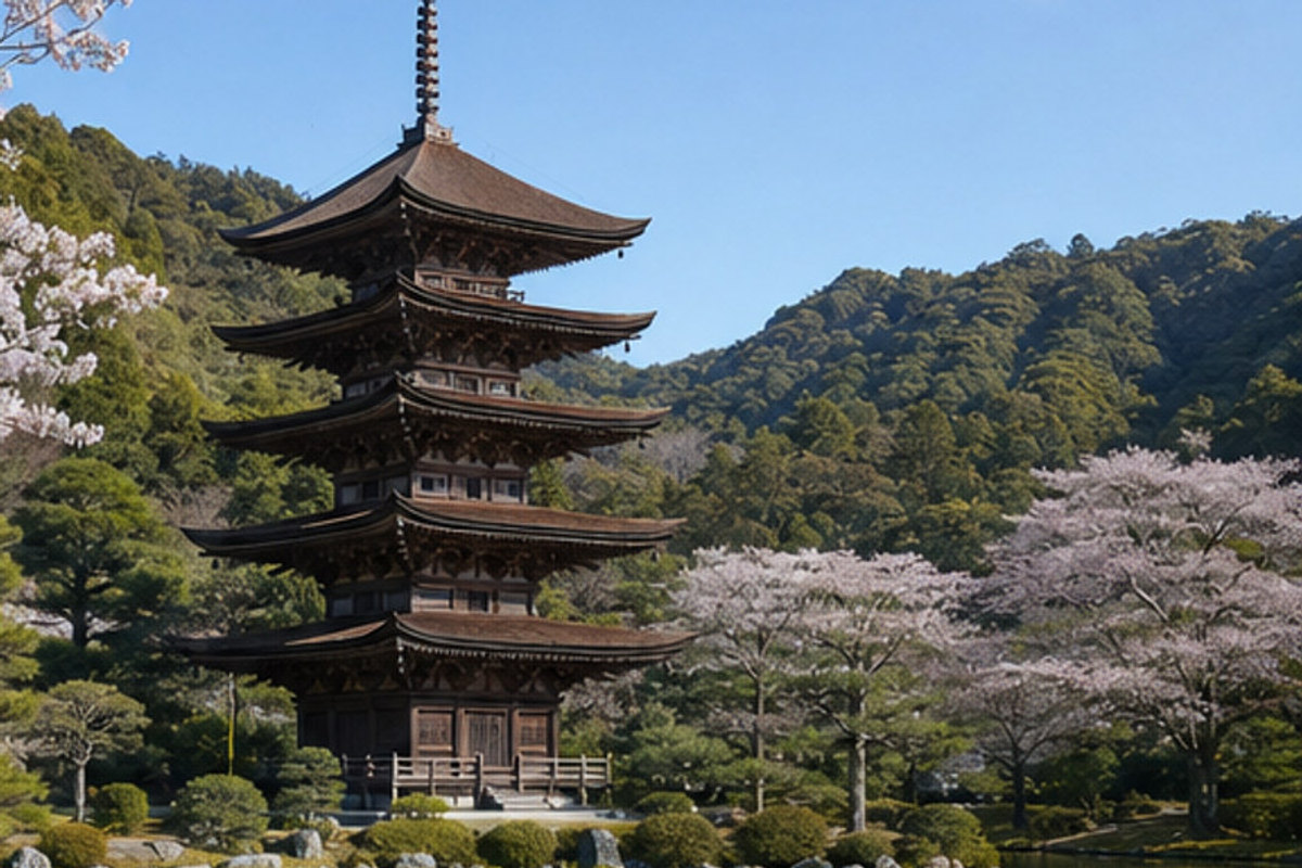 国宝 瑠璃光寺五重塔の旅程検討を補う生成AIイメージ画像 2。実際の景観・施設外観ではありません。