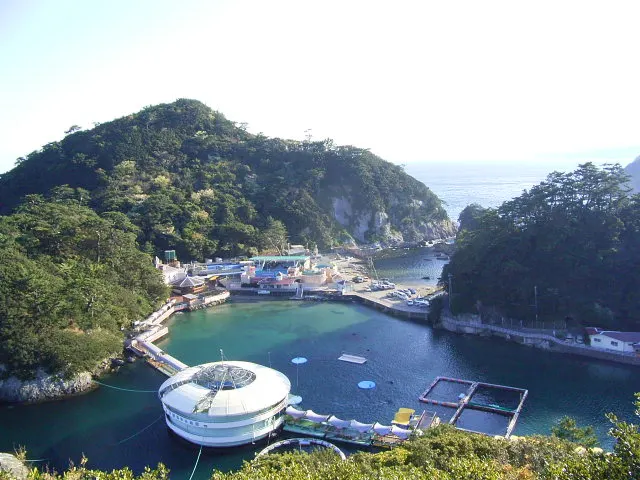 下田海中水族館が使う入り江、2006年3月撮影の過去の施設風景