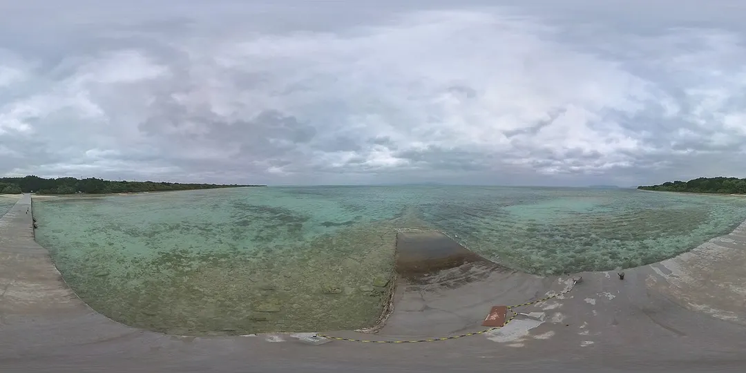 竹富島・西桟橋と周囲の浅い海を360度撮影した実写写真