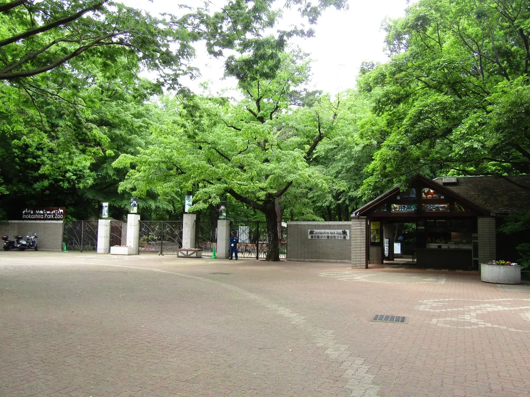 井の頭自然文化園の本園正門と緑の木々
