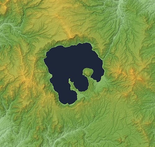十和田湖の地形を確認できる3D地図画像 2